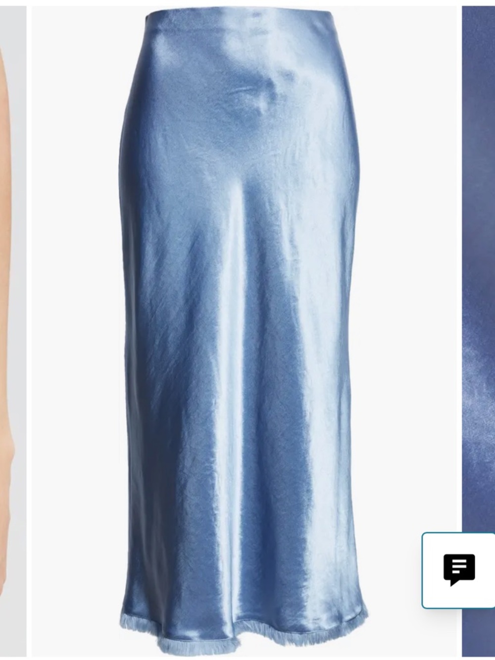 Vince blue midi satin skirt with frayed trim - Picture 4 of 10